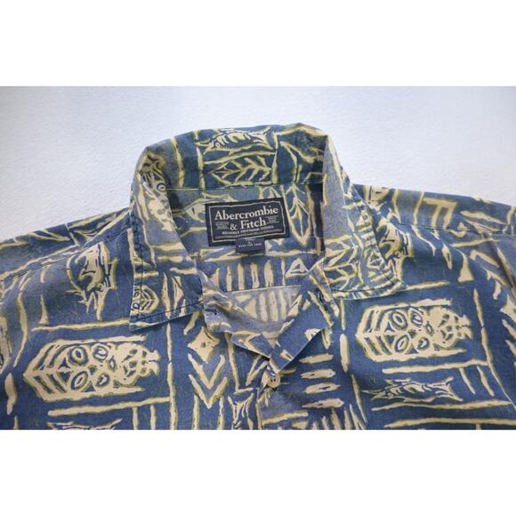 VTG Abercrombie & Fitch Aztec Tribal Southwest Hawaiian Shirt Mens Sz Large - Picture 8 of 10